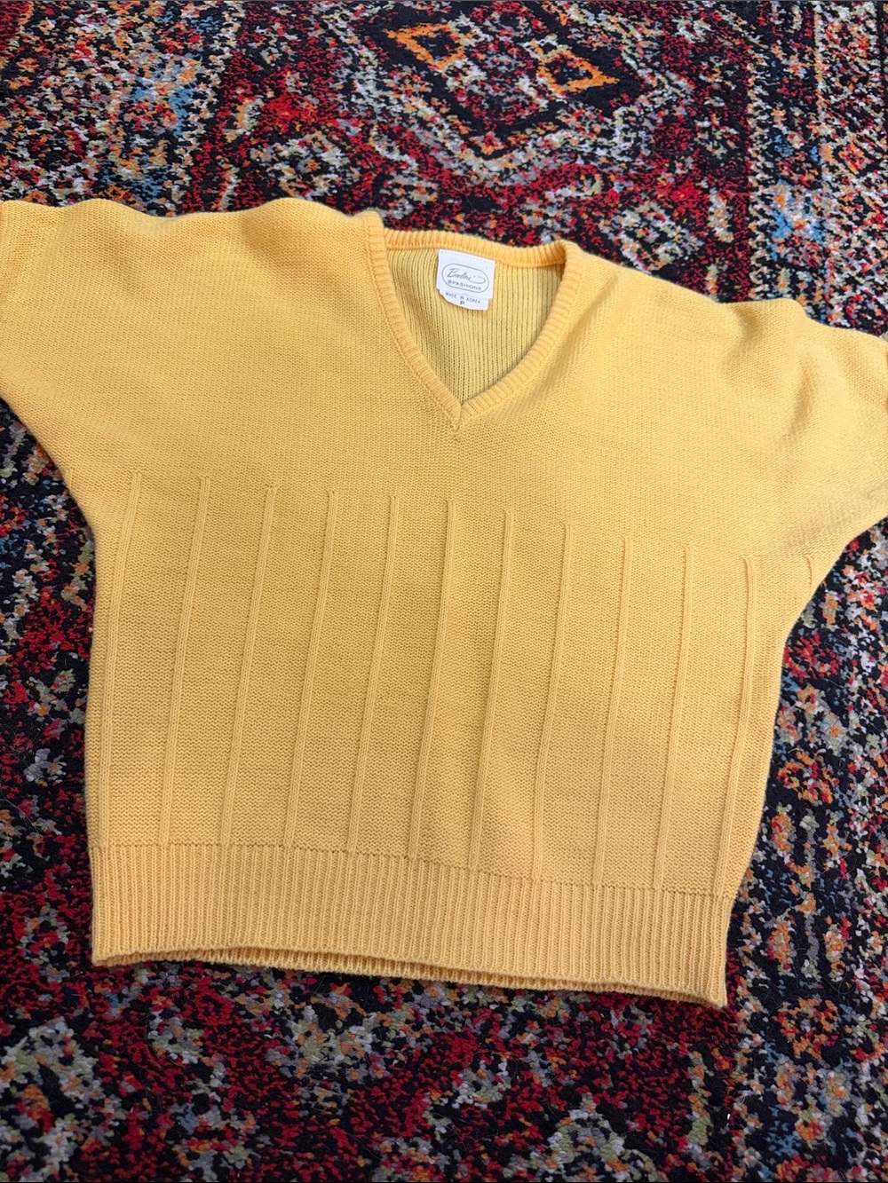 Yellow V-Neck Knit Sweater - Vintage Academia